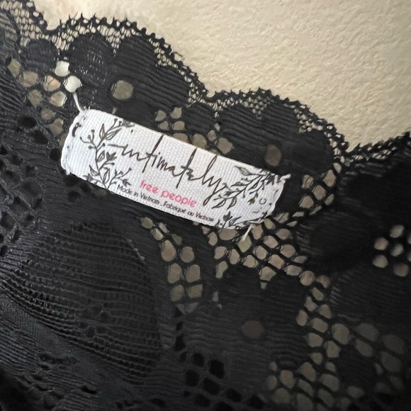 Free People Catching Cosmos Black Satin Lace Bodysuit - Picture 8 of 10